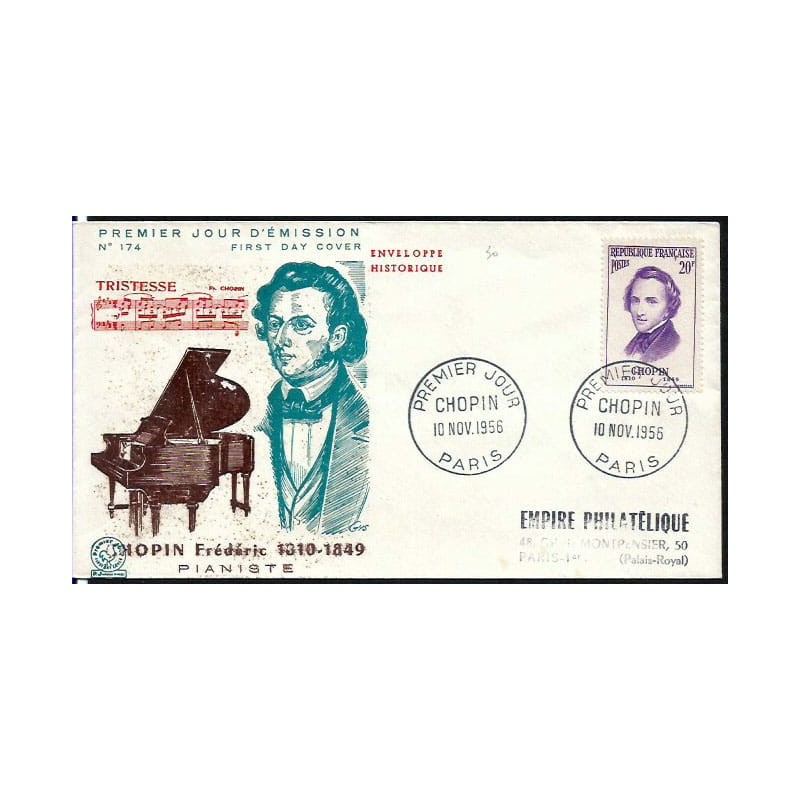 Francja 1956, Muzyka, F. Chopin. FDC