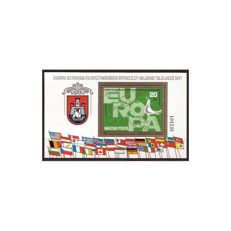 Węgry 1977, OBWE, polska flaga. Blok **