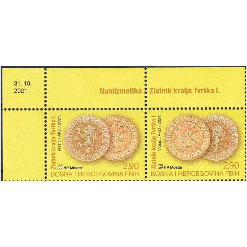 Bośnia 2021, Moneta Tvrtka I, numizmatyka. Margines **