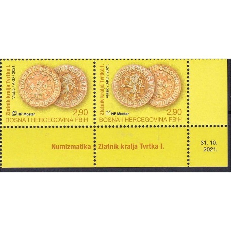 Bośnia 2021, Moneta Tvrtka I, numizmatyka. Margines **
