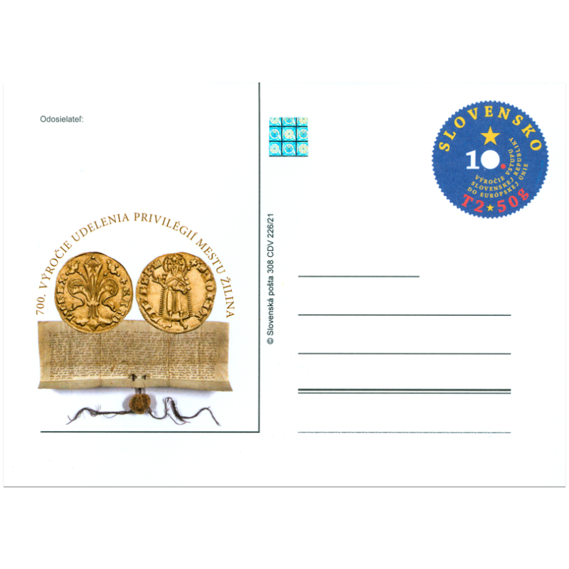 Słowacja 2021, Zilina, 700 lat, moneta. Cp