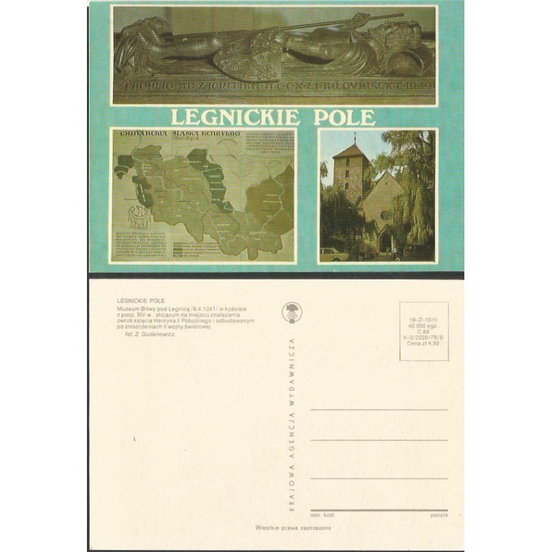 Legnickie Pole, bitwa, mapa. 1978. bez obiegu