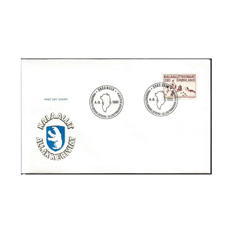 Grenlandia 1986, Sztuka, sanki, wędkarstwo. FDC