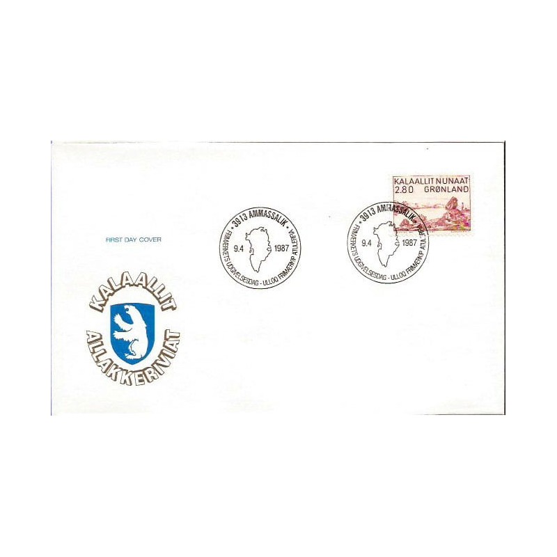 Grenlandia 1987, Sztuka, malarstwo, skały. FDC
