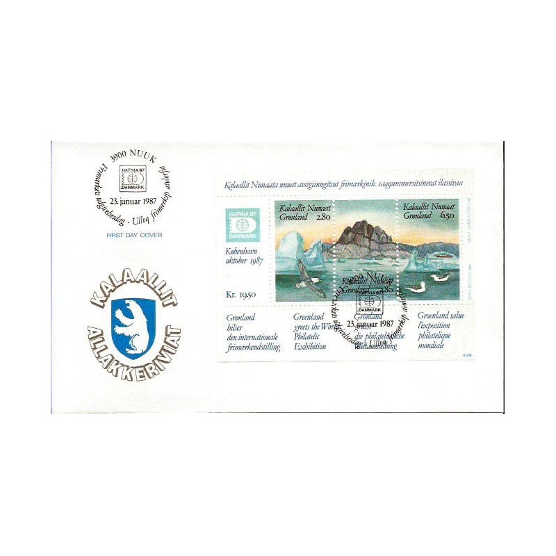 Grenlandia 1987, ŚWF Hafnia, ptaki. FDC