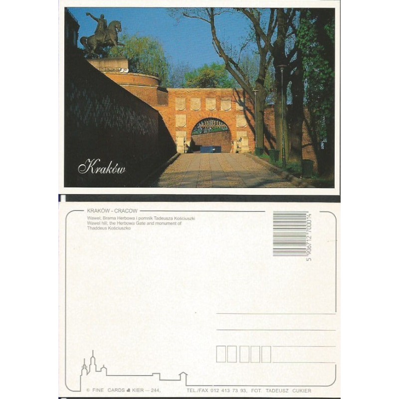 Kraków, T. Kościuszko, Wawel, pomnik. Bez obiegu