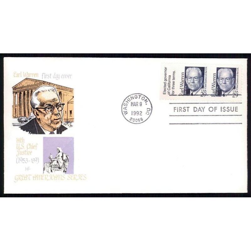 USA 1992, Earl Warren. CZ. SŁANIA. FDC