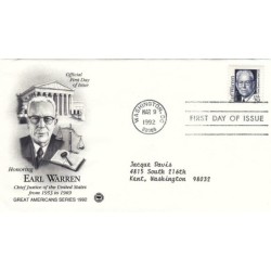 USA 1992, Earl Warren. CZ. SŁANIA. FDC