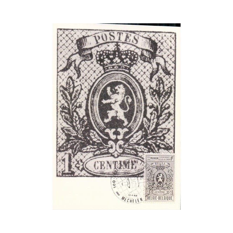 Belgia 1968, Znaczek, WF. Karta maksimum