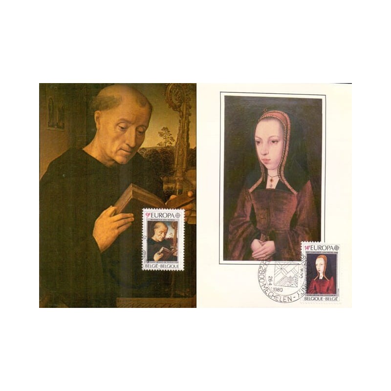Belgia 1980, EUROPA CEPT, święci. 2 karty maksimum