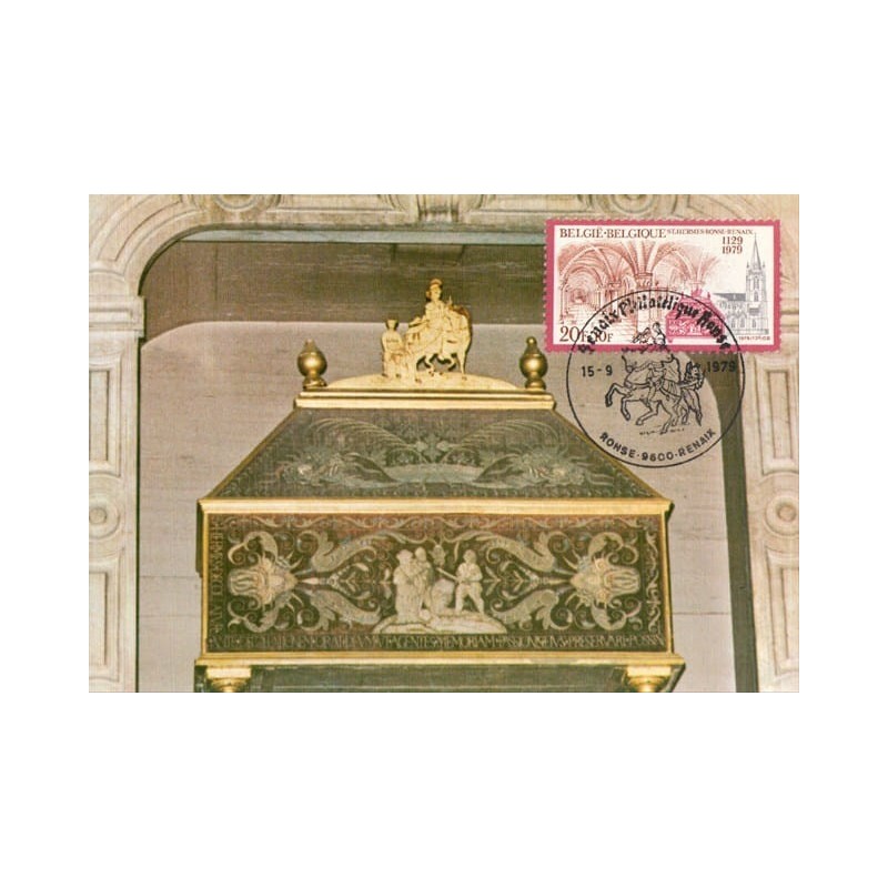 Belgia 1979, Ronse Renaix, klasztor, reliwiarz. Karta maksimum
