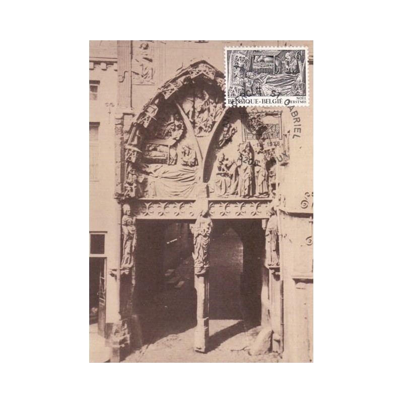 Belgia 1978, Boże Narodzenie, portal, architektura. Karta maksimum