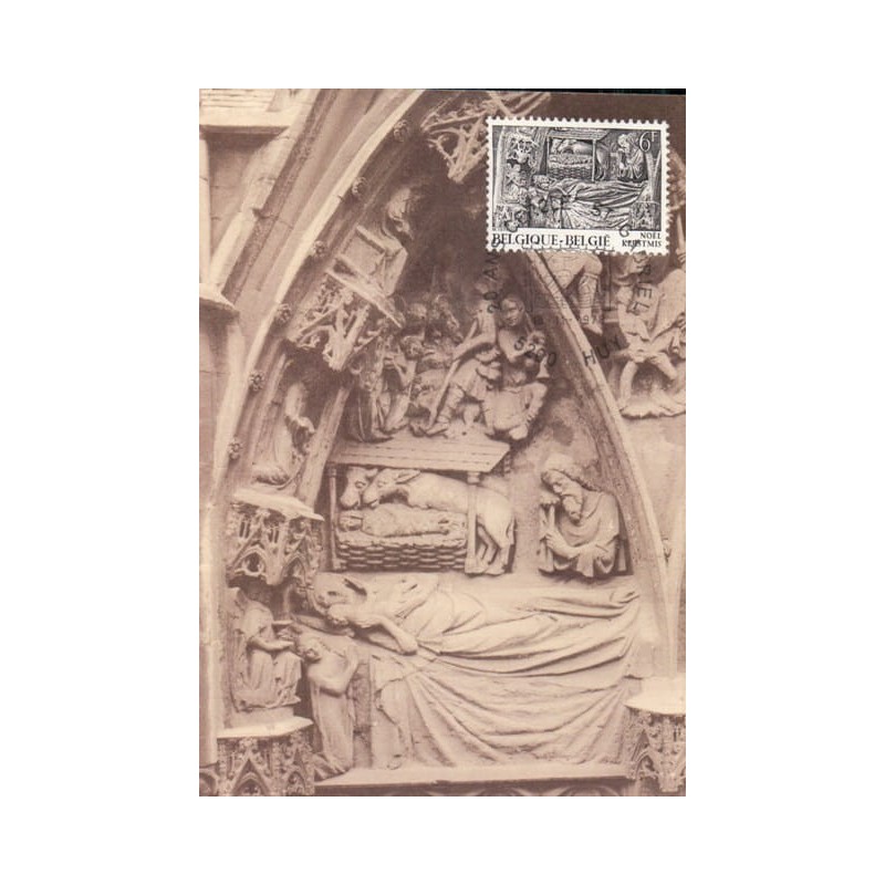 Belgia 1978, Boże Narodzenie, portal, architektura. Karta maksimum