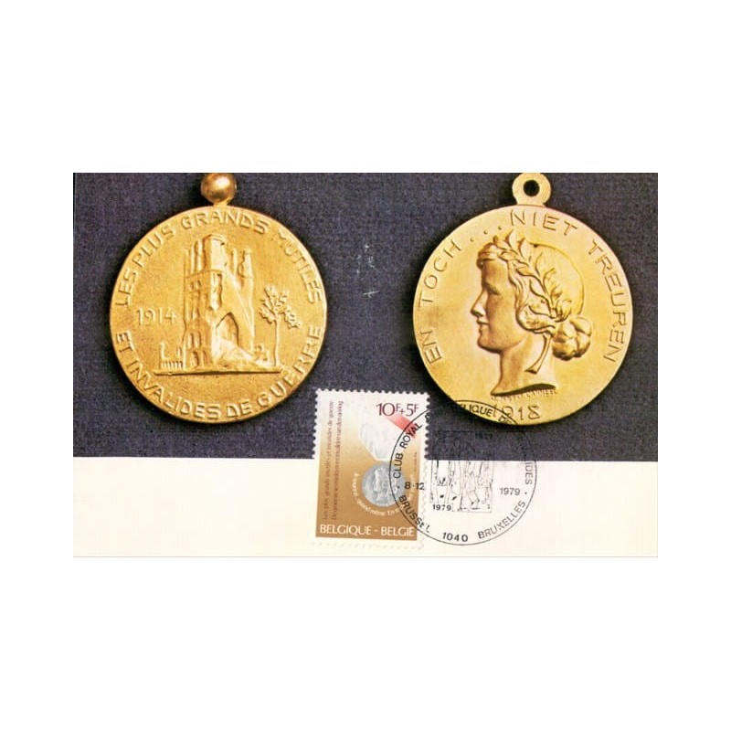 Belgia 1979, Medal, weterani, inwalidzi wojenni. Karta maksimum