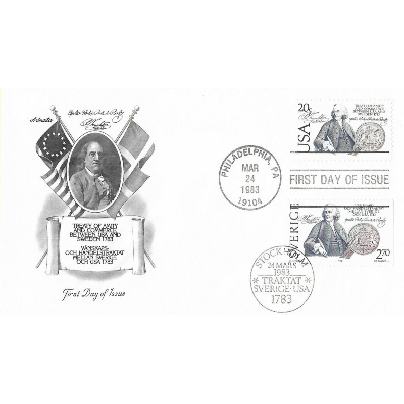 USA 1983, Traktat ze Szwecją. CZ. SŁANIA. Wspólne FDC