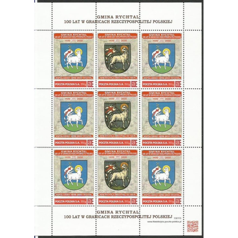 2020 Personalizowany. Rychtal, niepodległość, 100 lat w Polsce, herb, mapa, Namysłów. Arkusz