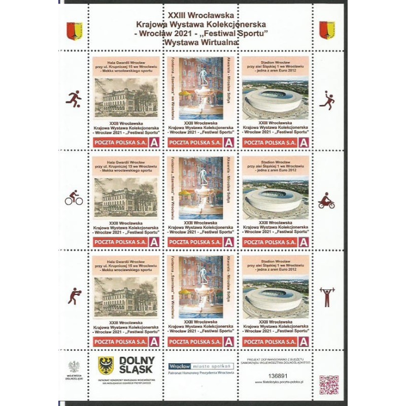 2021 Personalizowany. Wrocław, sport, piłka nożna, stadion, fontanna. Arkusz