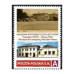 2022 Personalizowany. Kolej, dworzec Oława, linia Oława-Wrocław. Znaczek
