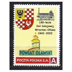 2022 Personalizowany. Kolej, powiat Oława, linia Oława-Wrocław. Znaczek
