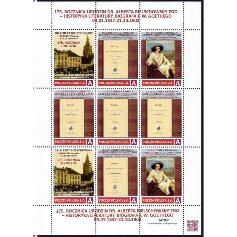 2022 Personalizowany. Namysłów, Albert Bielschowsky, literatura, poeta Goethe. Arkusz