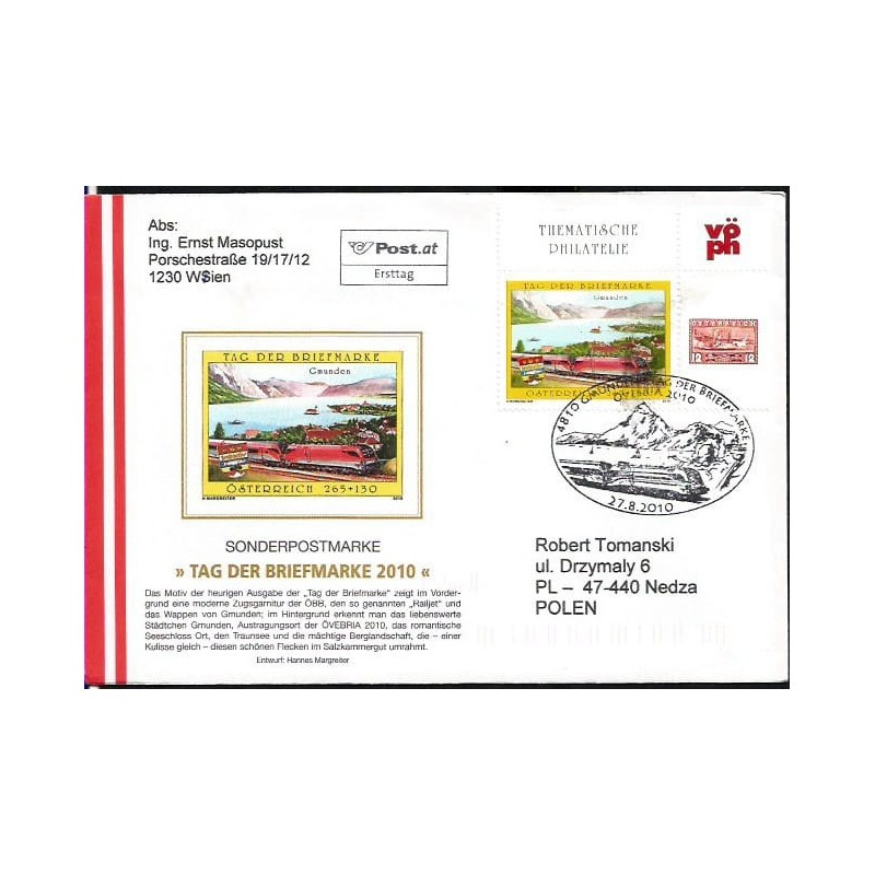 Austria 2010, Kolej, kolejnictwo. FDC