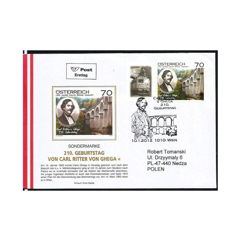 Austria 2012, Kolej, kolejnictwo. FDC