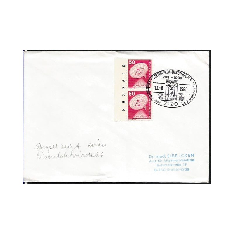 Niemcy 1989, 1200 lat, wiadukt kolejowy, kolej. Bietigheim-Bissingen