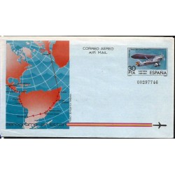 Hiszpania 1982, Aerogram, lotnictwo, mapa, Ameryka Południowa.