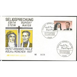 Niemcy 1988, Papież Jan Paweł II, Św. E. Stein, Wrocław, Auschwitz. FDC