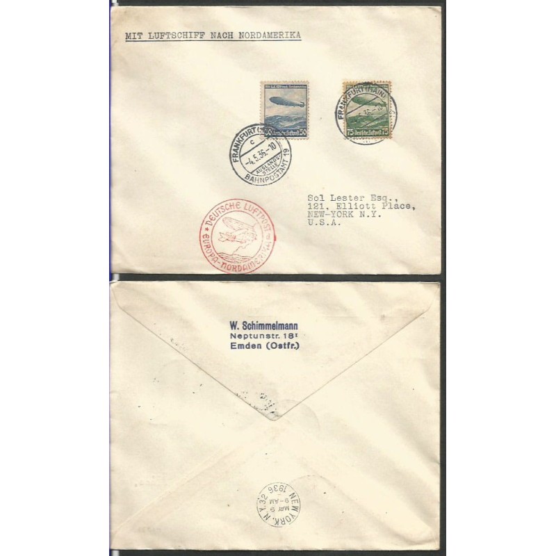 Niemcy, Zeppelin, poczta sterowcowa LZ 129 04.05.1936, lot Niemcy-USA