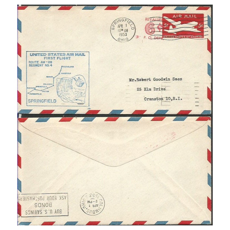USA 1953, Poczta lotnicza. Springfield