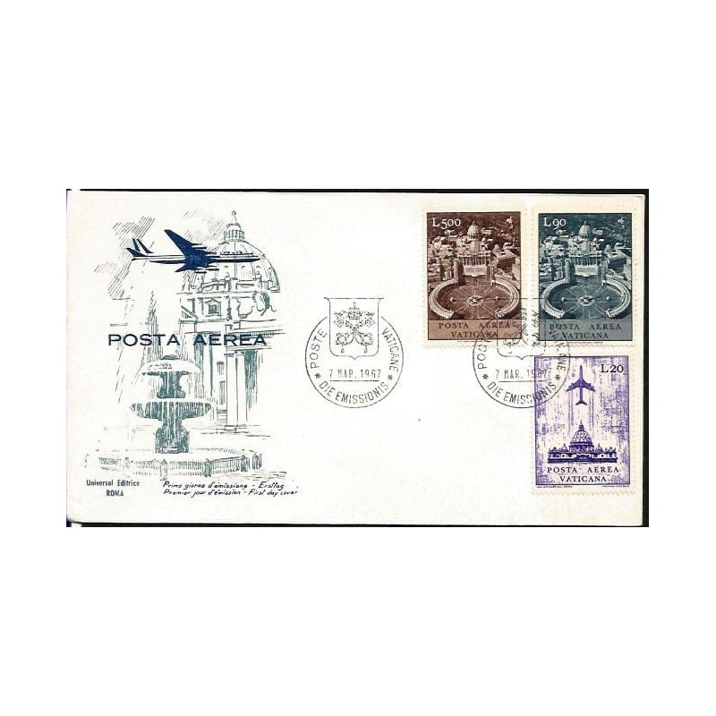 Watykan 1967, Zn. poczty lotniczej, bazylika. FDC