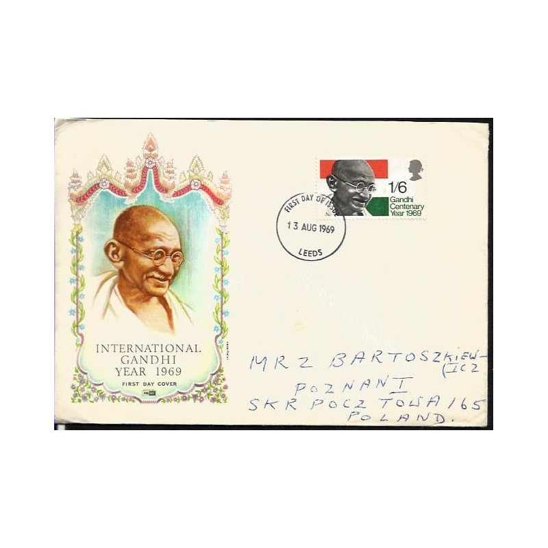 Wielka Brytania 1969, M. Gandhi. FDC