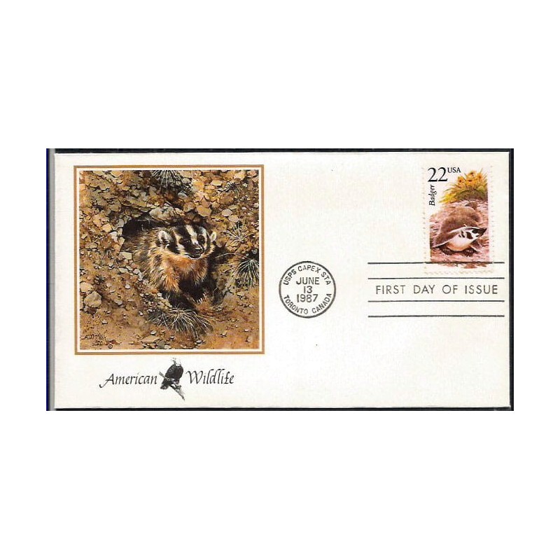 USA 1987, Fauna: borsuk. FDC