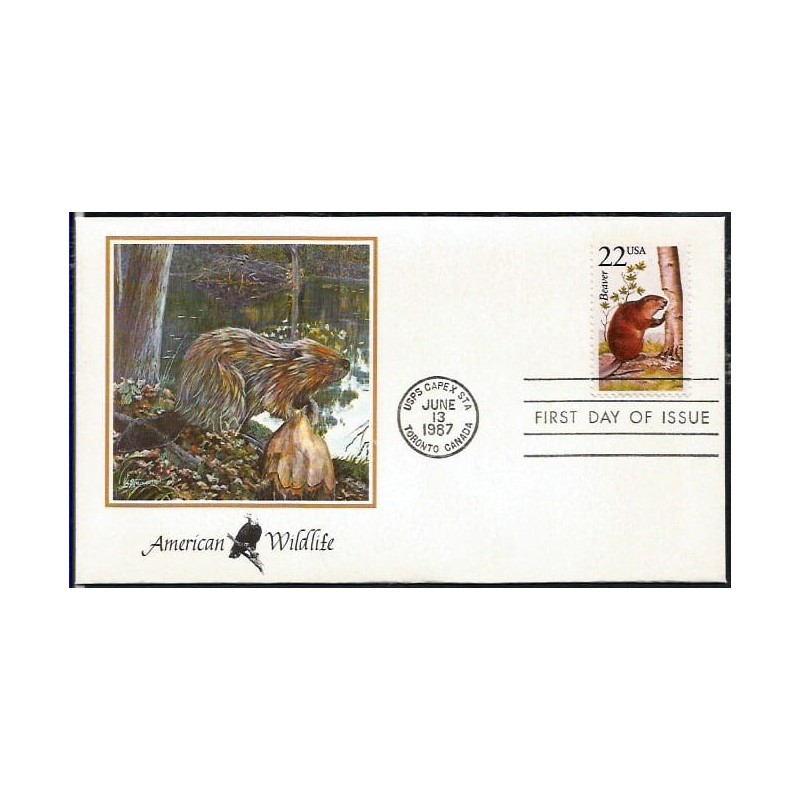 USA 1987, Fauna: bóbr. FDC