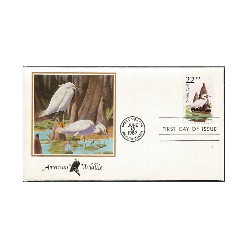 USA 1987, Fauna: czapla, ptak. FDC