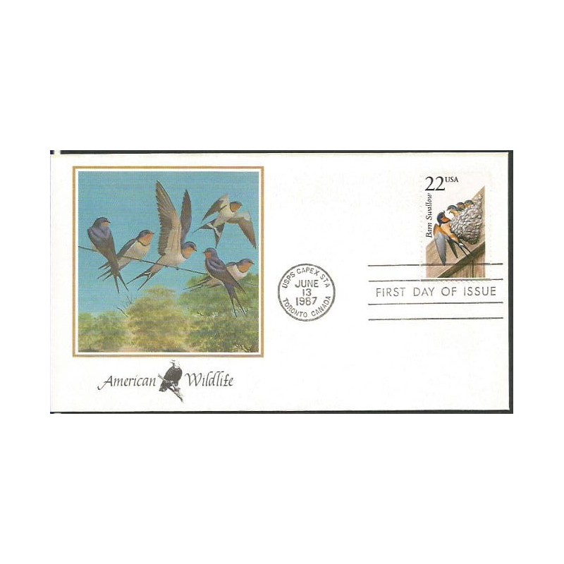 USA 1987, Fauna: jaskółka, ptak. FDC