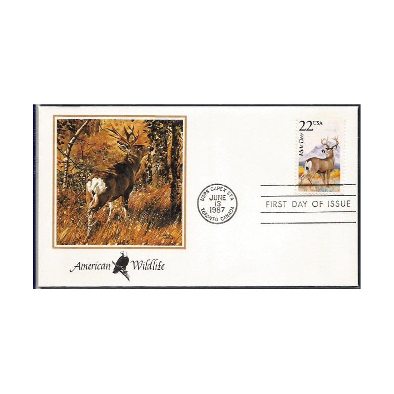 USA 1987, Fauna: jeleń. FDC