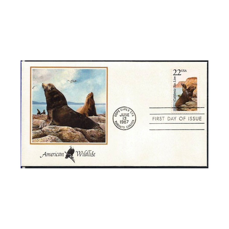 USA 1987, Fauna: lew morski. FDC