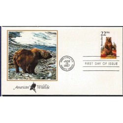 USA 1987, Fauna: niedźwiedź brunatny. FDC