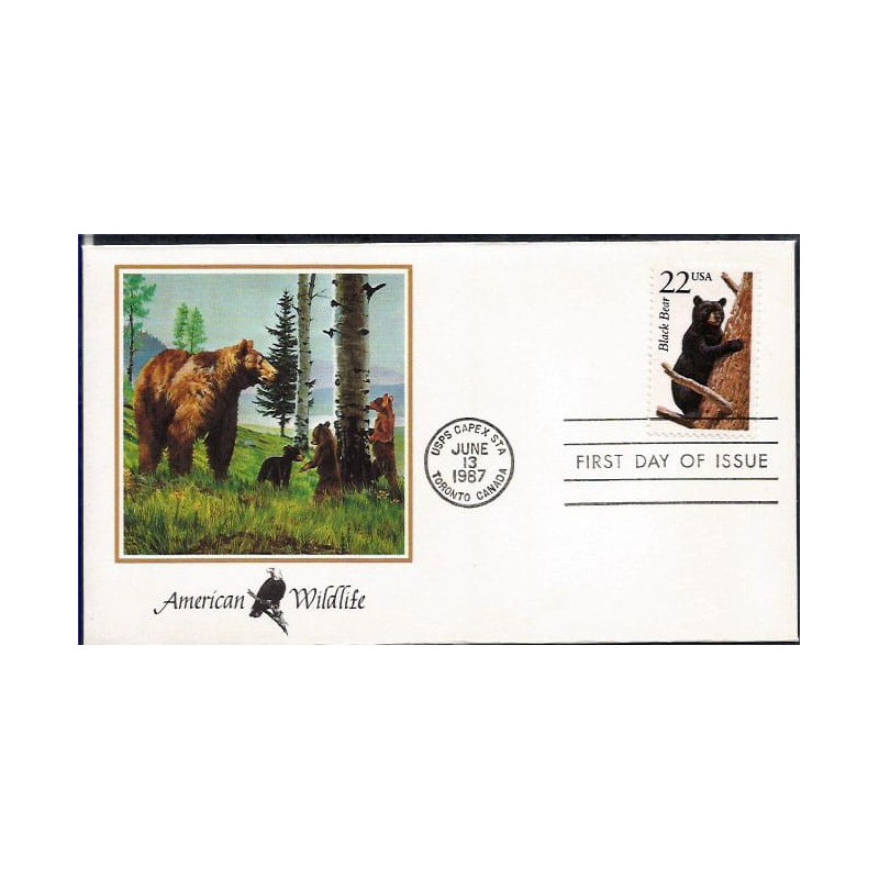 USA 1987, Fauna: niedźwiedź czarny. FDC