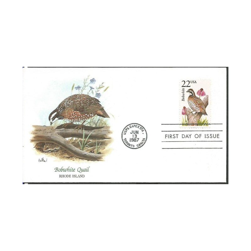 USA 1987, Fauna: przepiór, ptak. FDC