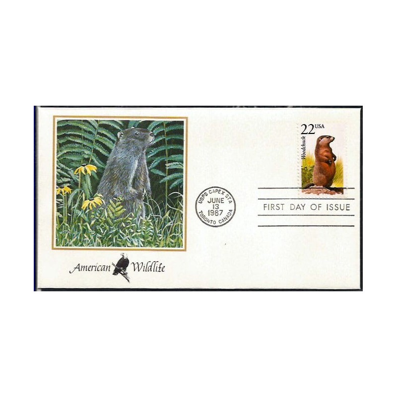 USA 1987, Fauna: świstak. FDC