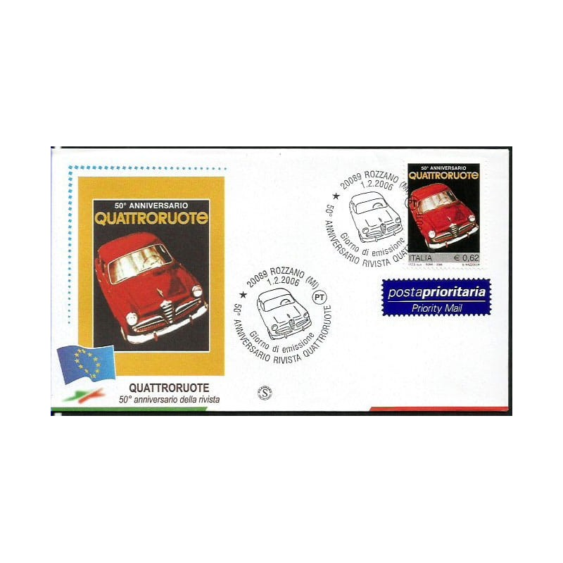 Włochy 2006, Motoryzacja, samochód, czasopismo. FDC