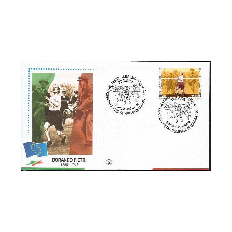 Włochy 2008, Olimpiada Londyn 1908, D. Pietri. FDC