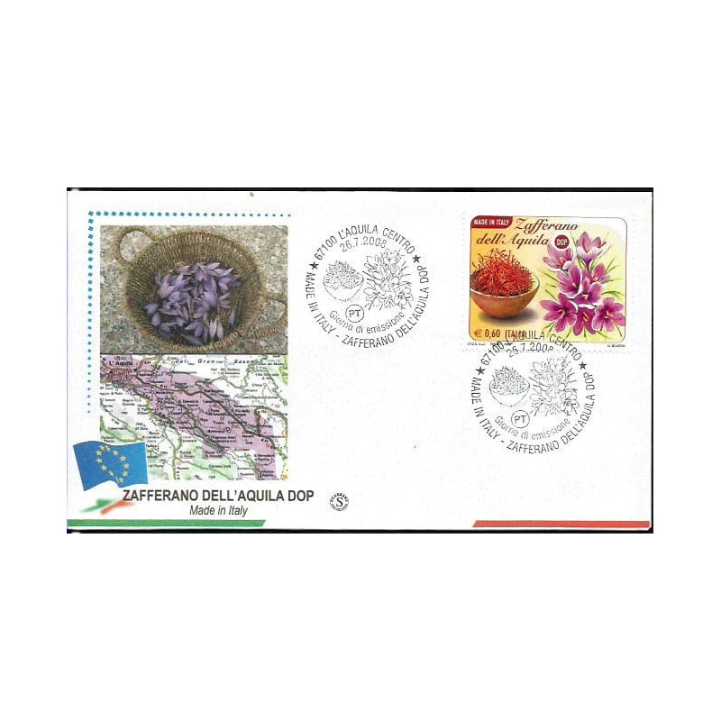 Włochy 2008, Szafran, kwiaty, kuchnia. FDC