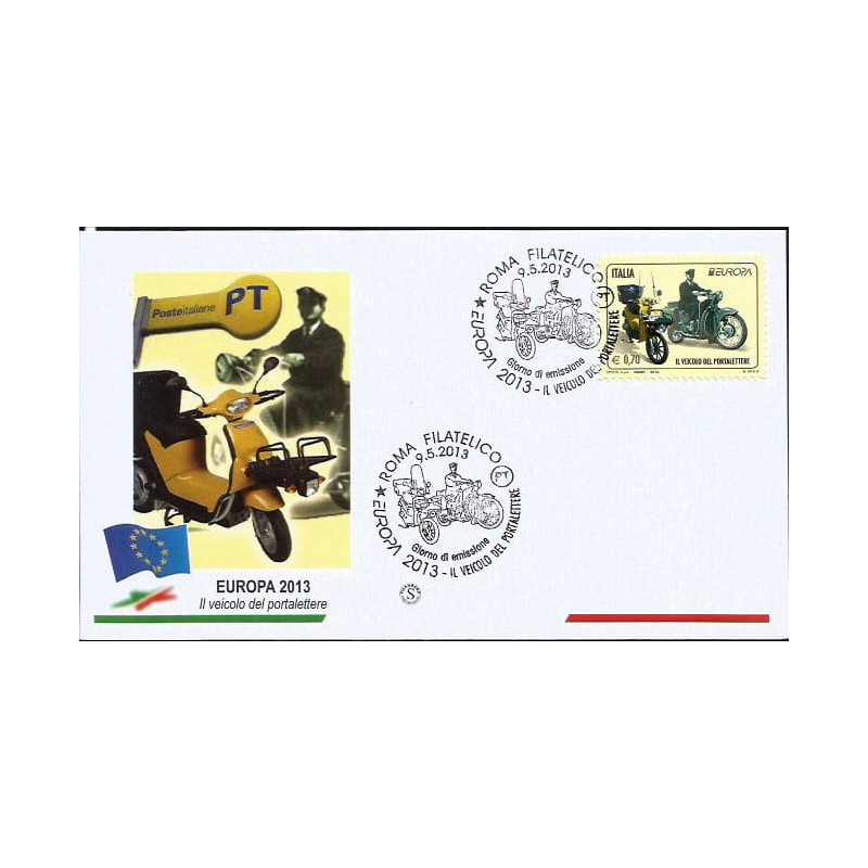 Włochy 2013, EUROPA CEPT: motocykl, poczta. FDC