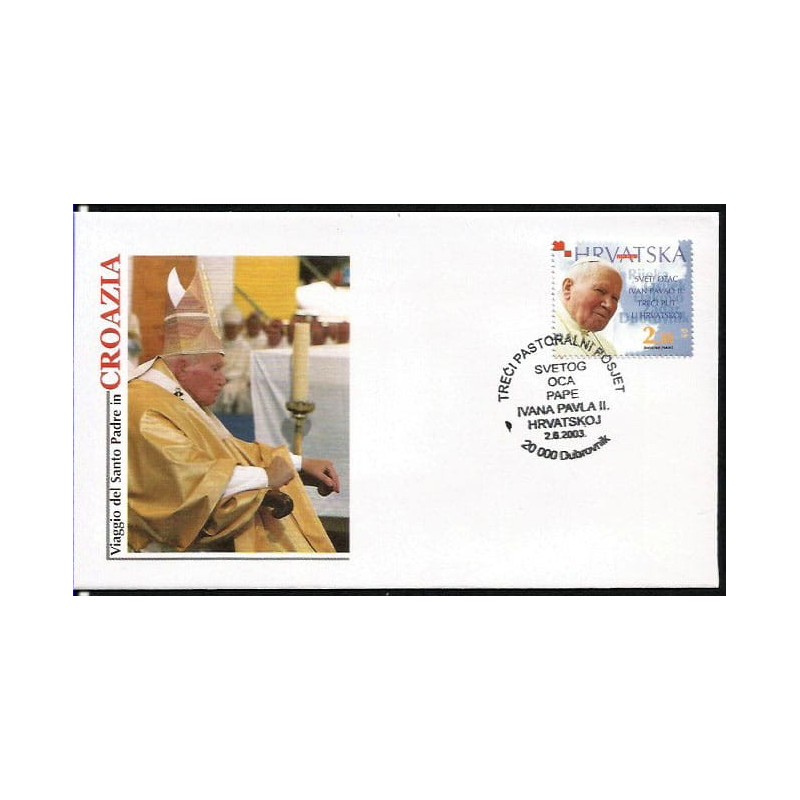 Chorwacja 2003, Papież Jan Paweł II, pielgrzymka. FDC Dubrownik