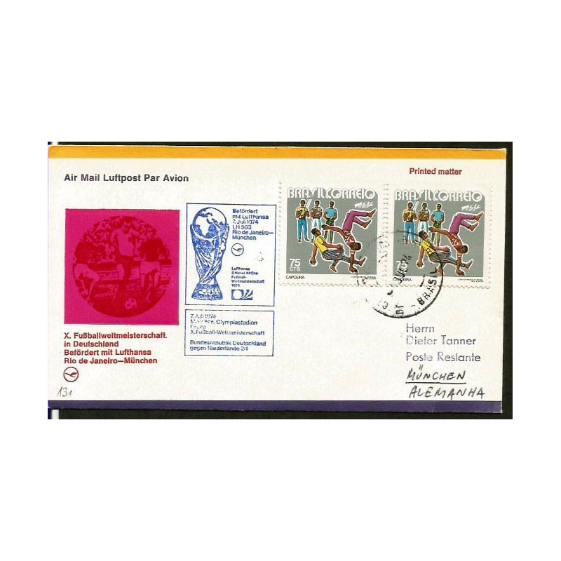 Brazylia 1974, Piłka nożna, przelot kadry na MŚ w RFN. Lot