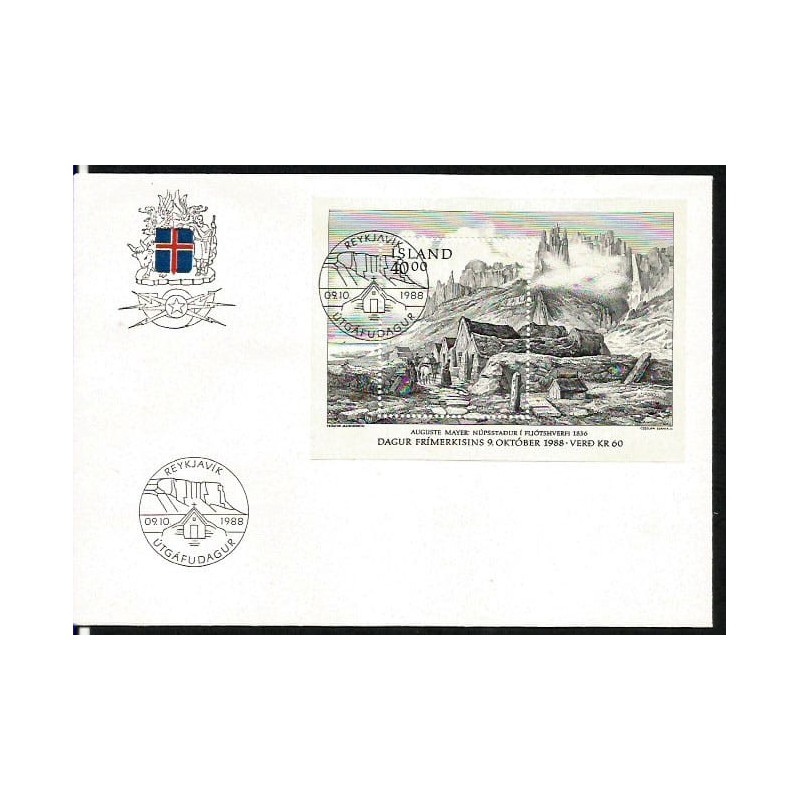 Islandia 1988, Rycina. Cz. SŁANA. FDC